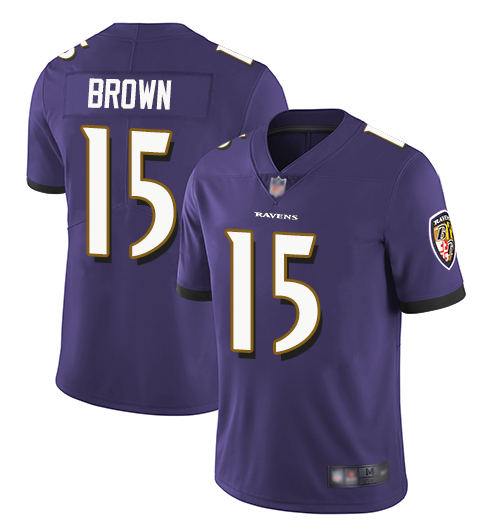 Men's Baltimore Ravens #15 Marquise Brown Purple Vapor Untouchable Limited NFL Jersey